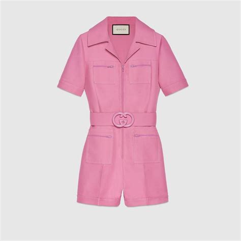 pink denim shorts jumpsuit gucci|gucci women's dresses.